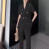 2239 Summer Plus Size Women's Short Sleeve Suit Set - Two-Piece Nine-Point Slim Fit Pants