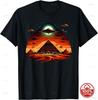 Aliens UFO Egyptian Pyramids Science Fiction Unisex Cotton TShirt Custom Printed Graphic T Shirts Y2k Funny Tshirt Streetwear