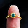 Arisha Silver Evil Eye Ring, Green Zircon, Gold Plated 925 Sterling Silver Adjustable Ring