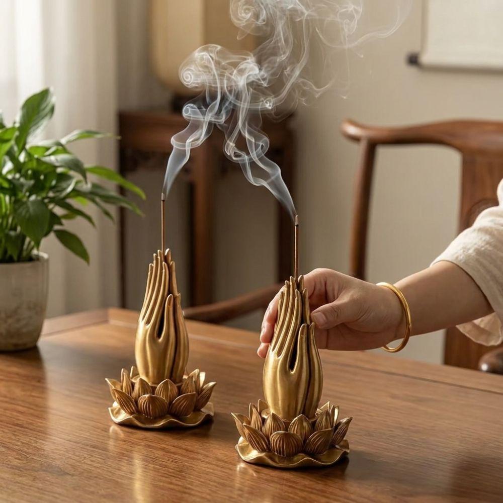 3D Printed Lotus Hand Incense Holder Praying Hand Tabletop Incense Base Living Room