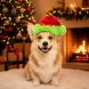 Cat Kitten Puppy Hat Christmas Pet Hat, Plush Dog with Fuzzy Green Trim, Santa Soft Skin Friendly Cap Adjustable Elastic Band for Cats Dogs