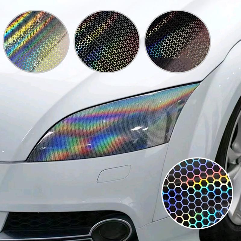 1pc Car Taillight Lamp Film Sticker Car Honeycomb Styling Light Film Car Headlight Decorative Film Auto  Exterior Accessories
