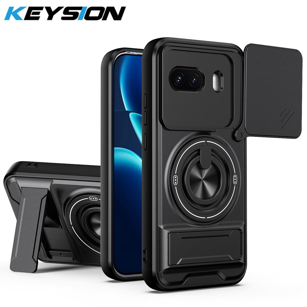 

KEYSION Магнитный чехол для телефона для IQOO 15R 5G Защита камеры со сдвижной крышкой Вертикальная подставка Кольцо Ударопрочный чехол для IQOO Z11 Turbo for IQOO 15R чёрный