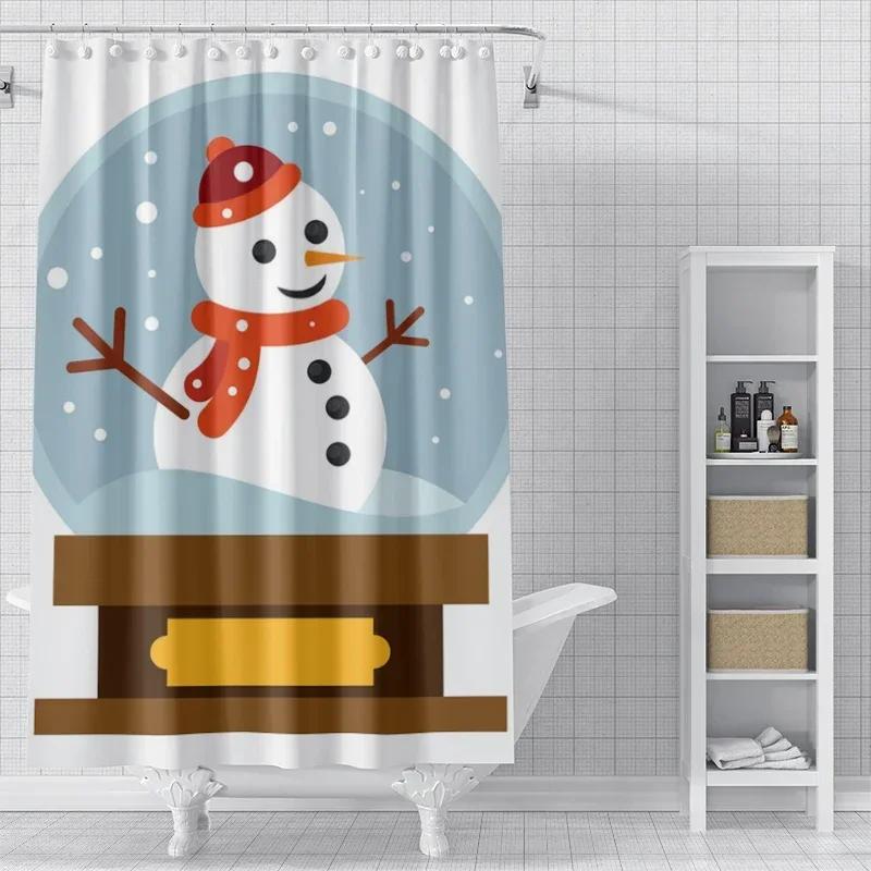 

Home Decoration Shower Curtains For Bathroom Waterproof Curtain Fabric Modern Nordic Style Living Room Merry Christmas Winter W60H190(CM)-1 Pcs
