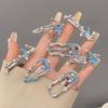 Pince à Cheveux Lune Étoile Strass Y2K Bleu Argenté Alliage Pince à Cheveux Filles Zircon Étoile Pince Crocodile Pinces Latérales pour Frange Accessoires