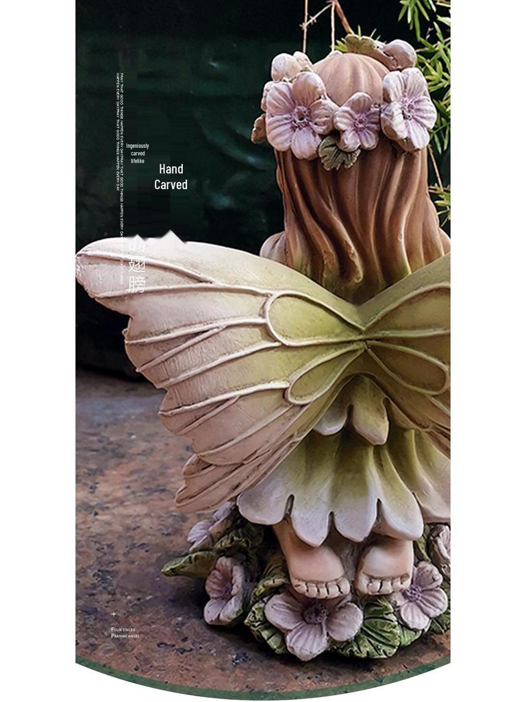 Vintage Flower Fairy Resin Garden Ornament - Angel Sculpture