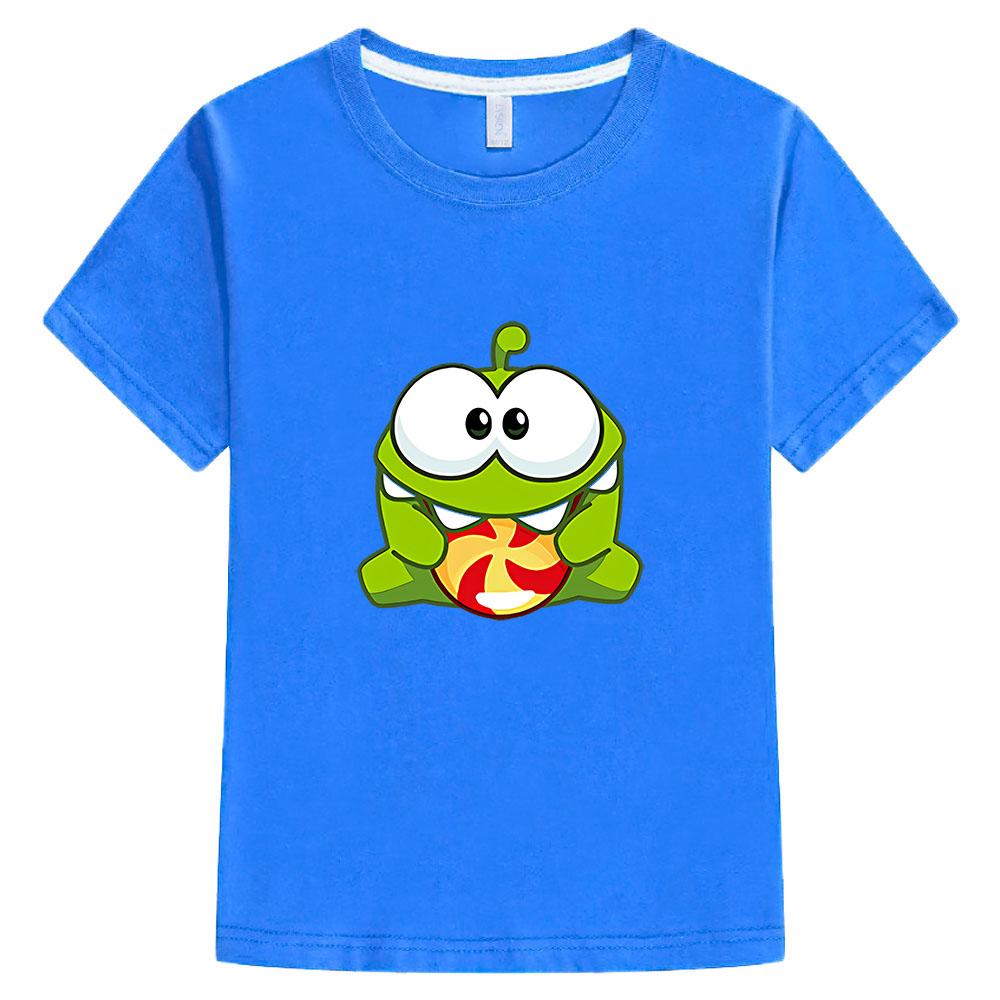 Dětská kreslená trička The Rope Om Nom Žába Potisk Dětská trička Oblečení pro kluky Letní tričko s krátkým rukávem Oblečení pro holky