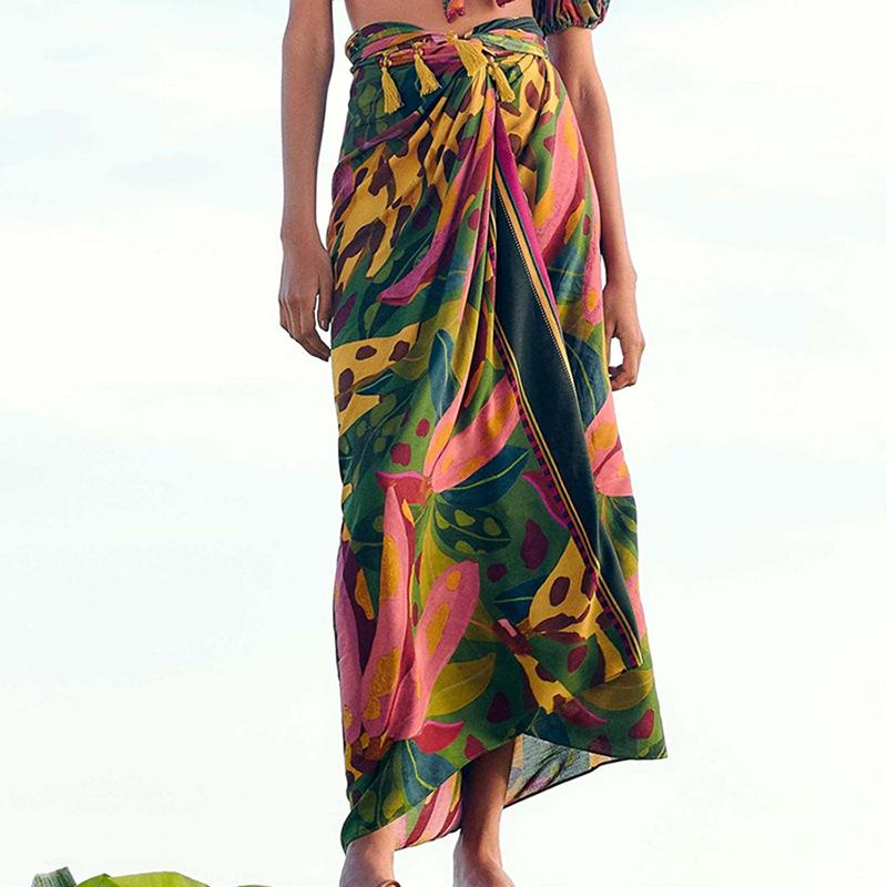 

Европейский и американский стиль, отпускная миди-юбка, цельное пляжное платье для женщин One Size разноцветный