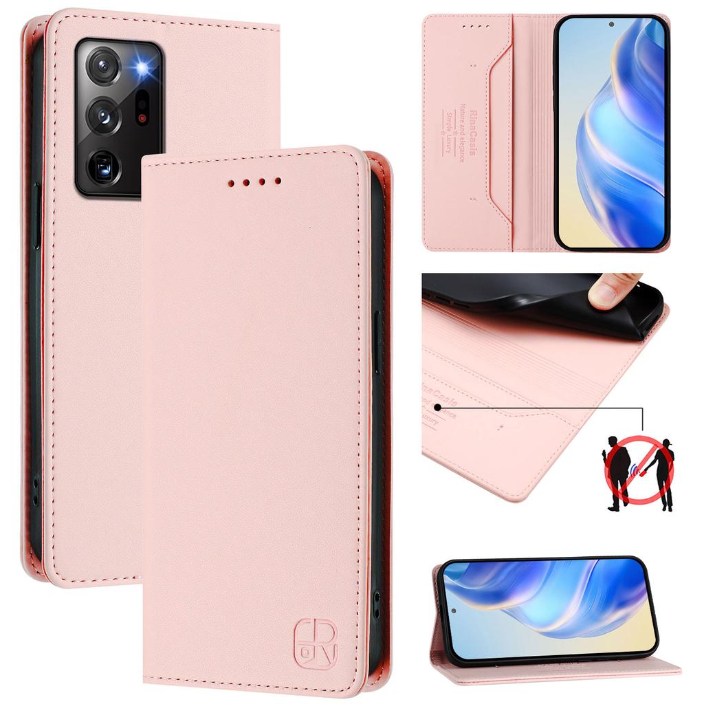 Luxus Lederhülle für Samsung Galaxy Note8 Note9 Note10 Note20 Ultra RFID-Blockierung Kartenfach Magnetische Anziehung Aufsteller Stoßfeste Klapphülle