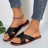 Large Size Flat-bottomed Cool Slippers Women's New Cross-woven Belt Solid Color Fish Mouth Cool Slippers