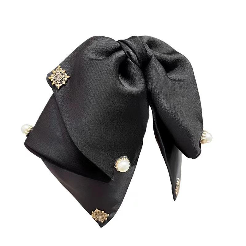 Elegant Retro Satin Bow Hair Clip for Women - Perfect for Low Ponytails and Head Ornaments