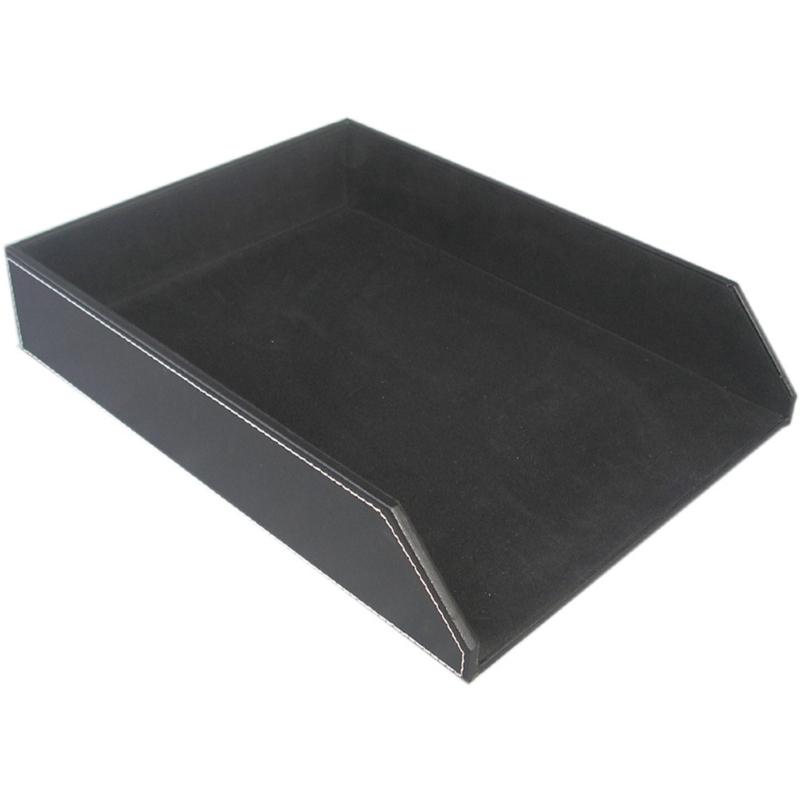 File Storage Tray Desk Organizers File Holders For A4 Documents Combining Textured PU Leather Surfaces And Sturdy Base