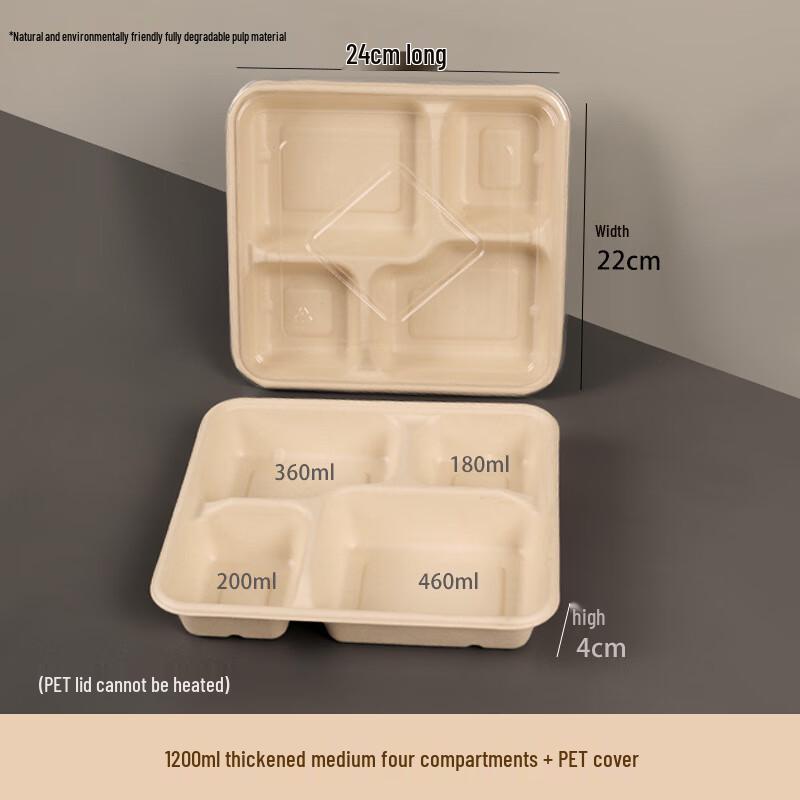 Disposable 1200ml Paper Meal Prep Containers