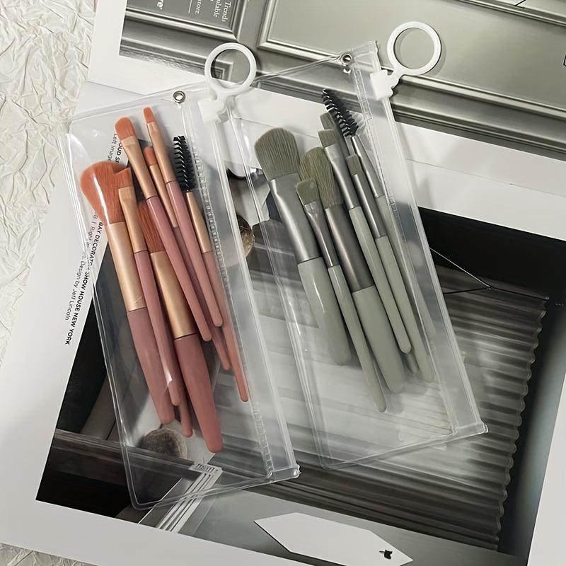 1pc Clear EVA Makeup Brush Pouch | Multi-functional Cosmetic Zipper Bag, Transparent Beauty Tool Organizer for Brushes, Eyelash & Eyebrow Pencils