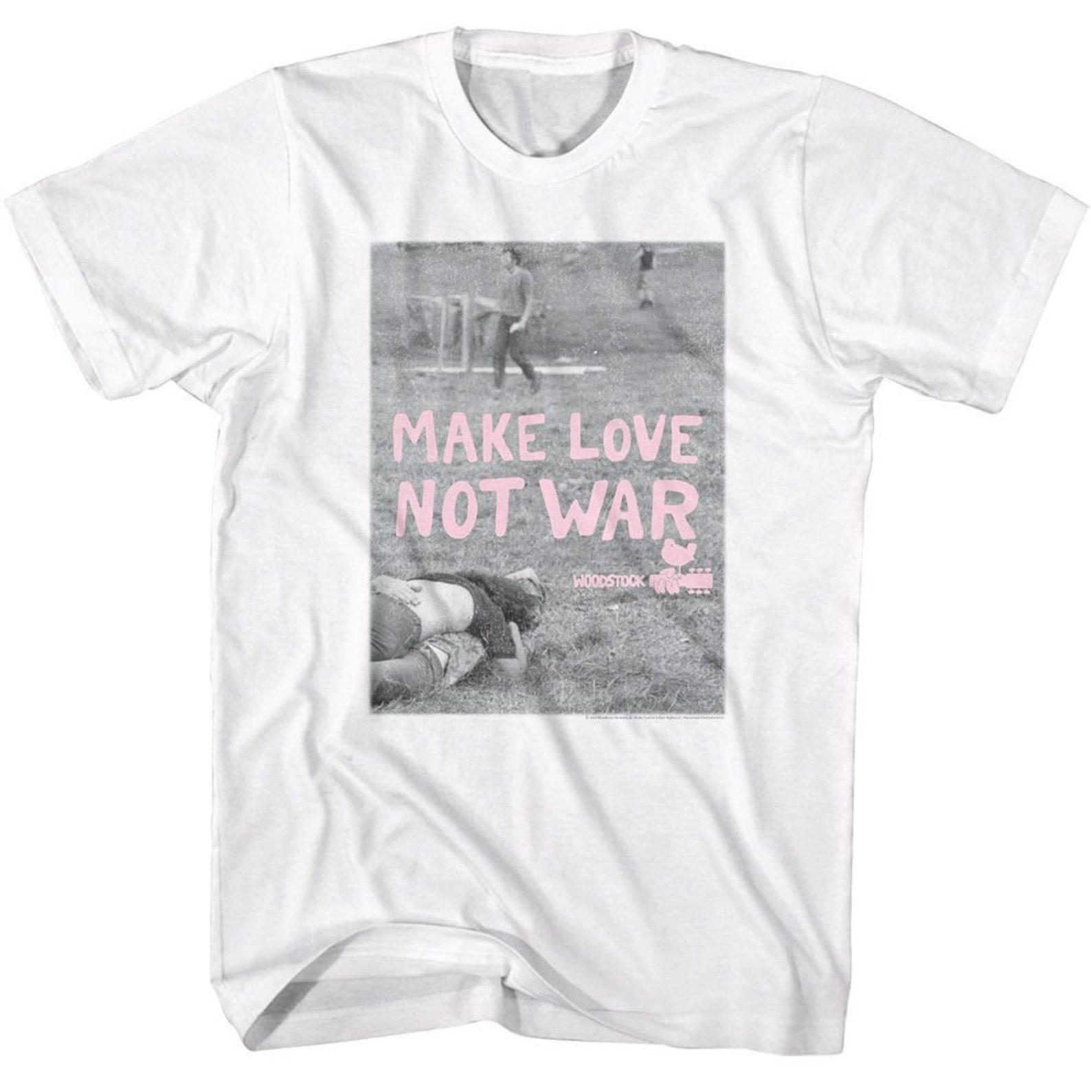 Woodstock Make Love Not War Poster White T-Shirt 3XL