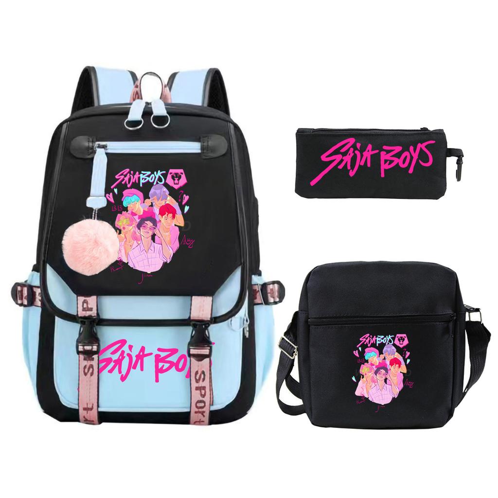 Animation Cartoon Peripheral Primary And Secondary School Students Schoolbag Multi-Functional Large-Capacity Leisure Backpack Three-Piece Set