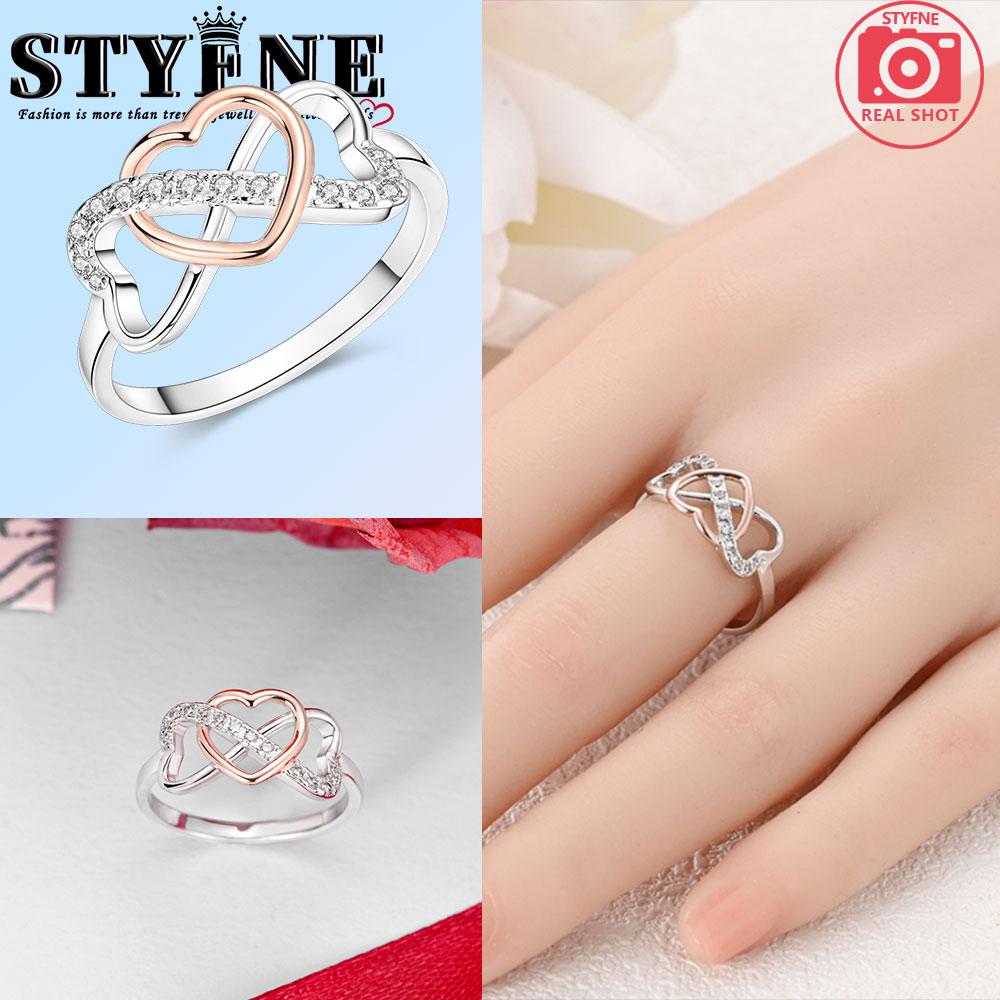 Valentine Day Engagement Ring copper Heart, Red, Pink, White, Blue Ring for Women Holiday Jewellery Gift High Quality