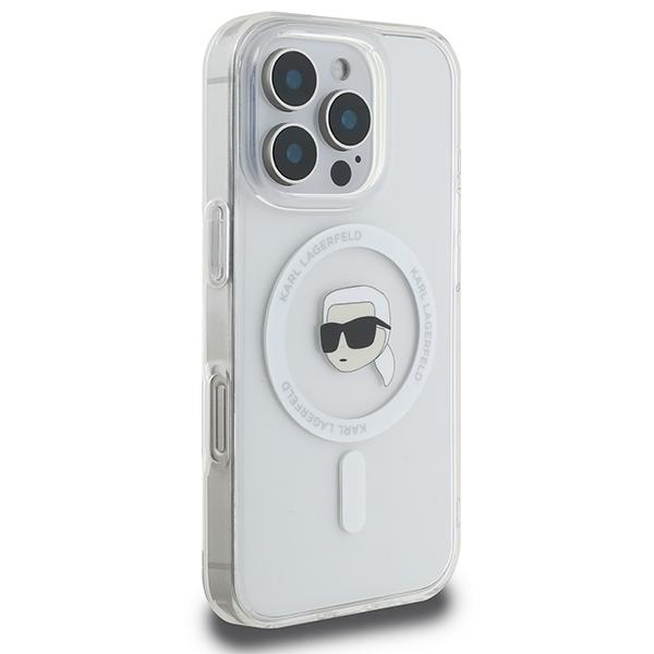 Karl Lagerfeld Klhmp16Lhlskih Iphone16 Pro 6.3 Biały/White Hardcase Iml Metal Karl Head Magsafe