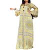 European, American Spring INS Spot Digital Soft Ding Crew Neck Single-breasted Lantern Sleeve Women's Long Dress
