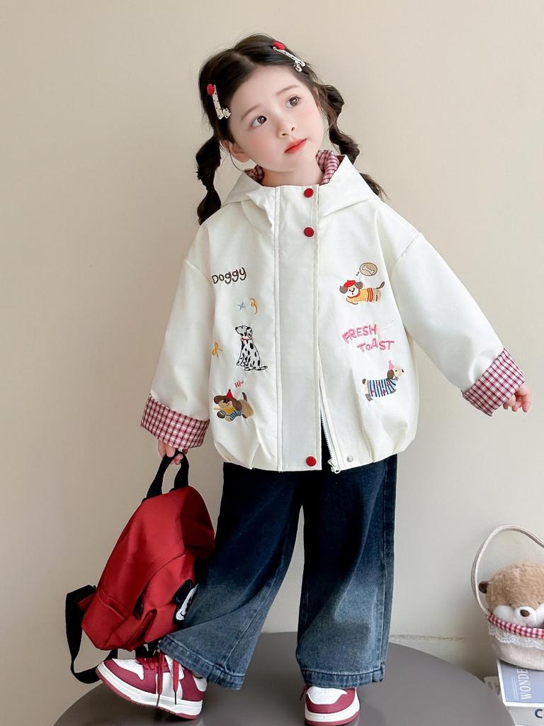 Mädchen 2025 Frühling/Herbst Kapuzen-Windjacke & Strickjacke