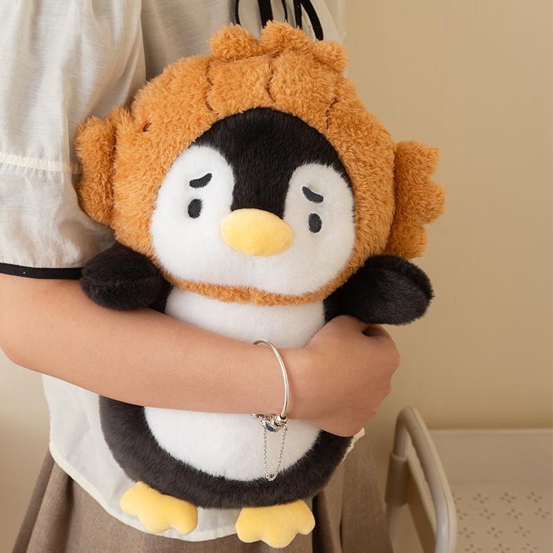 Non-Toxic 23/32Cm Cartoon Cute Cosplay Penguin Plush Doll Pillow Flower Taiyaki Frog Penguin Animal Stuffed Toy Home Decor Gift For Kids about 23cm