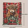 Highland Cow in a Plaid Christmas Blanket: Merry Christmas with Poinsettias Soft and comfortable New Year home decoration gift