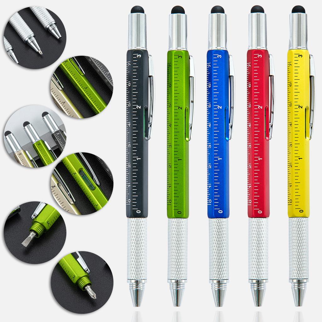 Caneta Capacitiva Multifuncional com Chave de Fenda, Nível de Bolha e Caneta Esferográfica - Gadget Touch para Telas de Celular