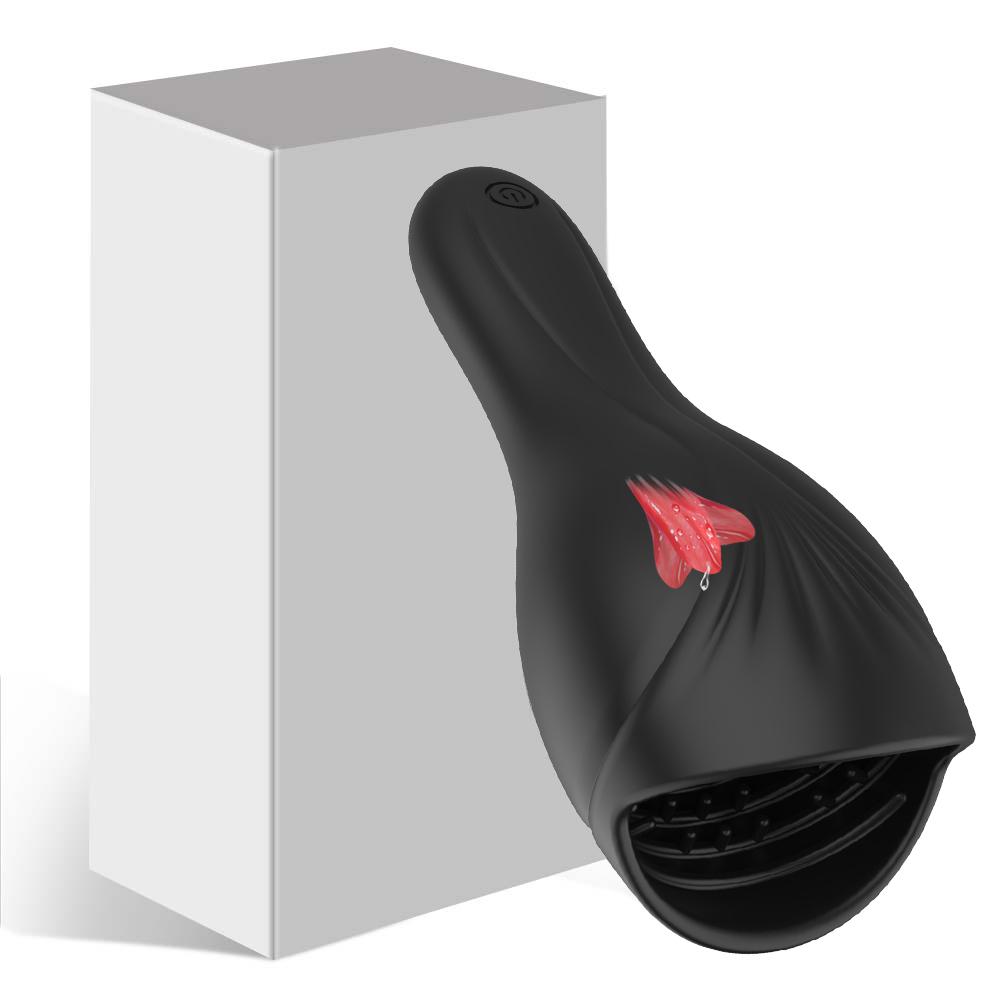 Powerful Vibrating Tongue Licking Vibrator Male Glan Massager Delay Stamina Trainer Oral Sex Climax Masturbation Sex Toy for Men