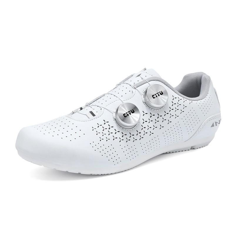 Unisex Cycling Shoes With Rotating Dial Low-Cut PU Leather MTB Road Bike Clipless Compatible