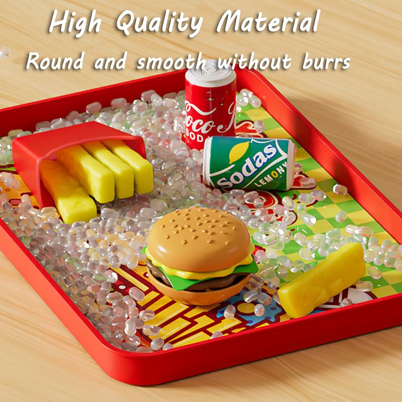 Kids Pretend Play Food Set Simulation Make Hamburger Pizza Kitchen Happy Meal Toy Food Cooking Party Interactive Girls Toy Gift