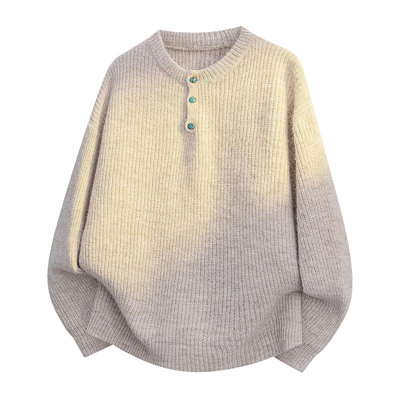 New Autumn and Winter Sweaters for Men Round Neck Button Sweaters Knitted Sweaters for Men All-match Sweaters