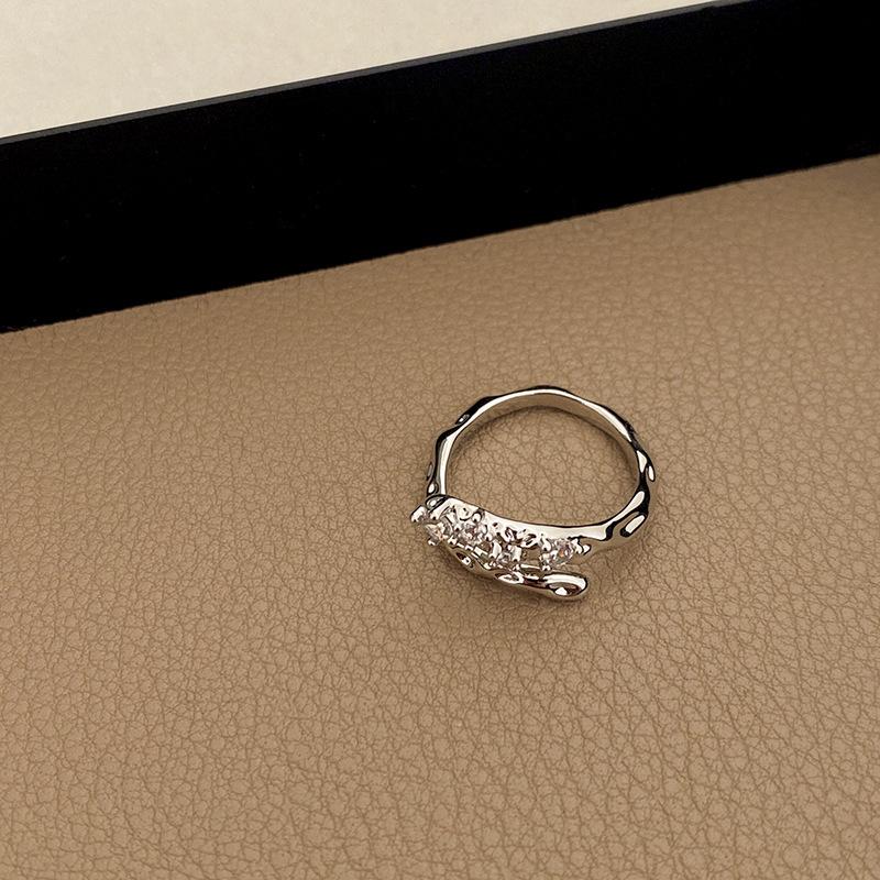Elegant Geometric Water Drop Zircon Adjustable Ring for Women