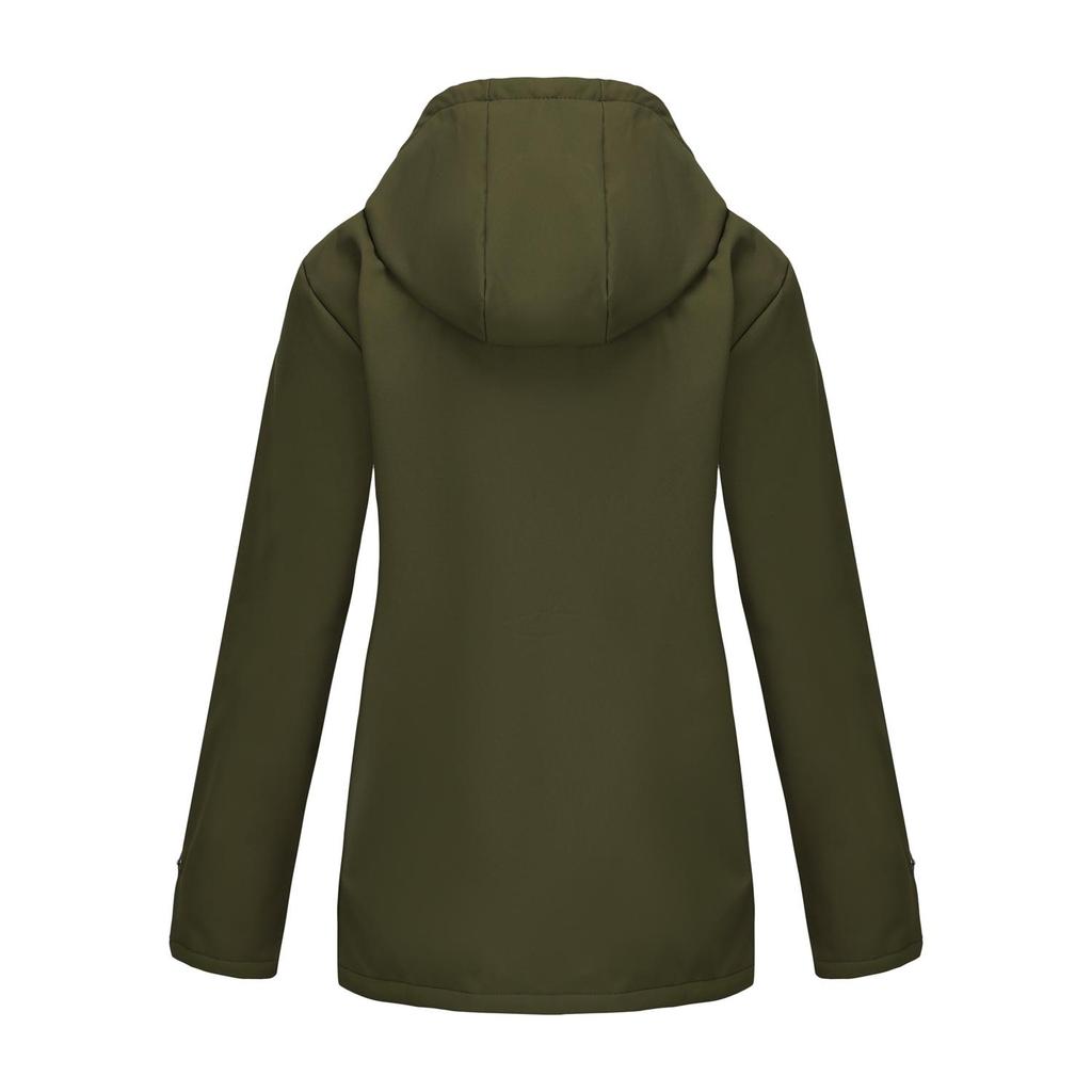 Women’s Trenches Hooded Windbreakers Long Sleeves Fleece Coats Water-resistant Zipper Jackets Autumn Winter Outer Wear