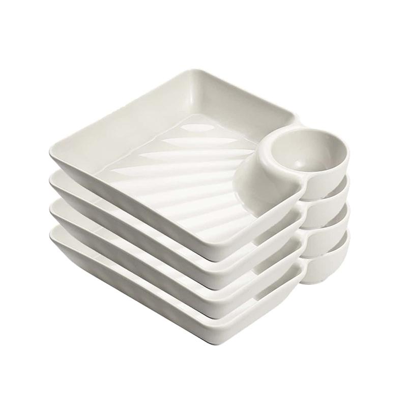 

4pcs Dumpling dish dip dish, fried chicken plate home creative plastic dishes dumpling белый