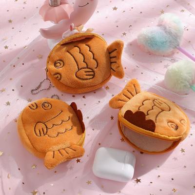 Monedero de dibujos animados con forma de cartera kawaii, portátil, de peluche, organizador de llaves, auriculares y monedas, bolsa con cremallera, regalo para niños