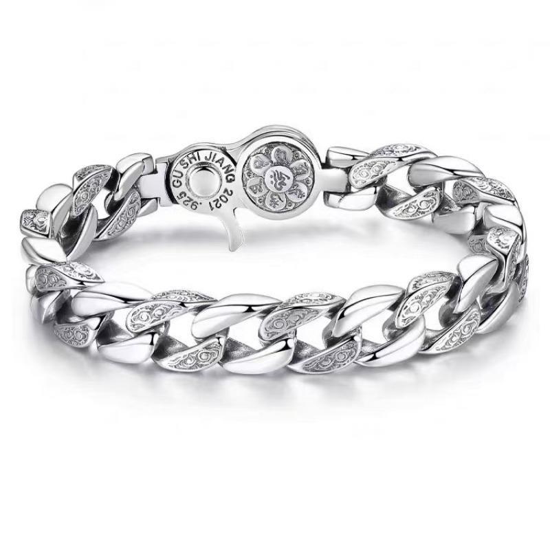 Bracelet Men's six-character mantra rotatable trendy wide version men's domineering personality atmospheric retro bracelet