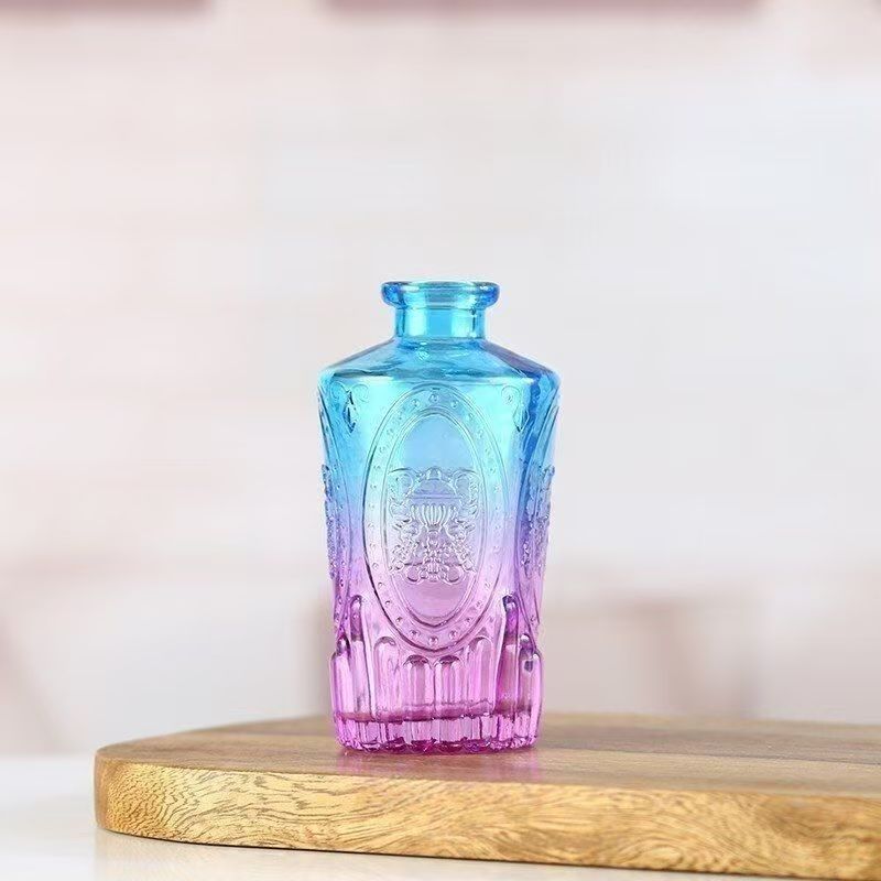 European Multicolor Vase Glass Flower Pot Basket Bottle Decoration Home Nordic Dry Transparent Hydroponic Small Bottle Gift