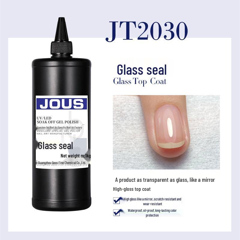 JOUS Enhanced Scratch & Wear-Resistant High-Gloss Gel Top Coat – Glass Finish, Waterproof & Oil-Proof, Large Bottle