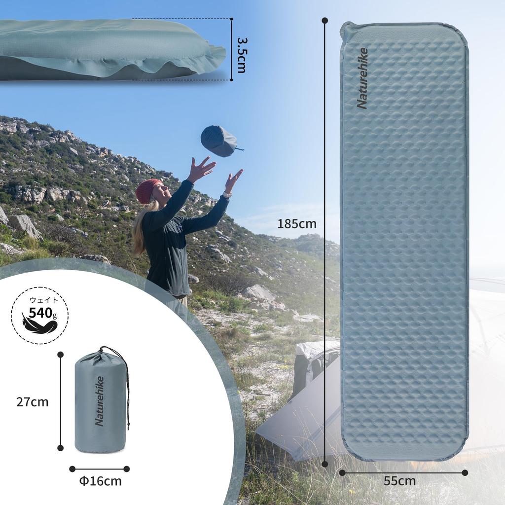 Naturehike Official Air Mat Inflator Mat Ultra Lightweight Sponge New Processing Compact Water Resistant Camping Mat for Sleeping In the Sleeping In a