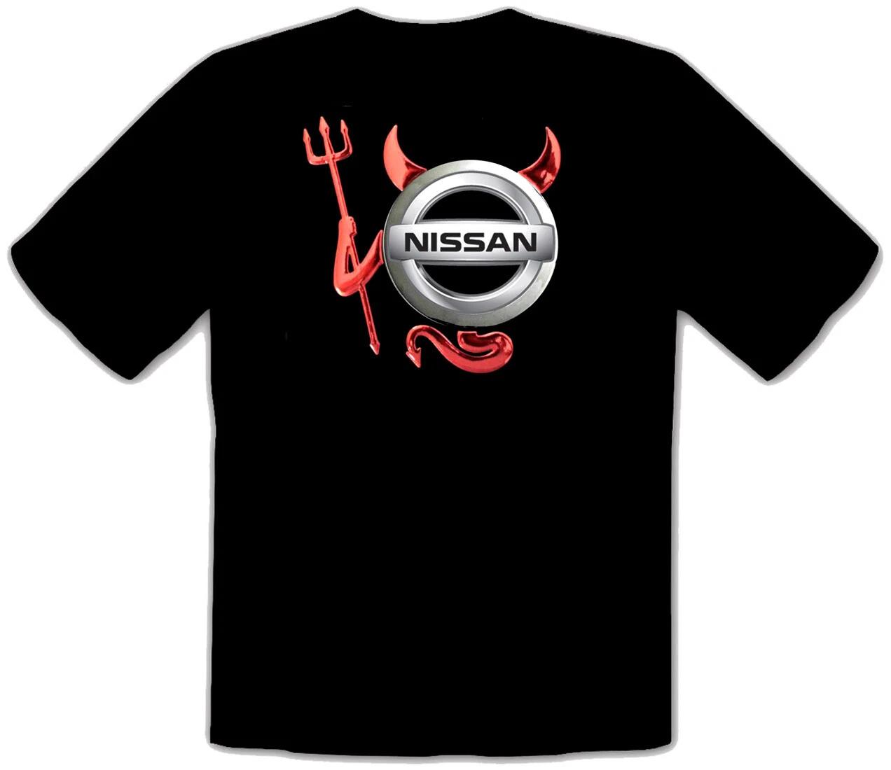 Nissan Devil Devil Car Logo Car Black 100% Cotton T-shirt Mens Tees Top -226- L