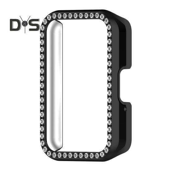 

Защитный чехол для умных часов со сверкающим искусственным бриллиантом, противоударный, ударопрочный, защитный корпус для часов для SamsungGalaxy Fit3 чёрный