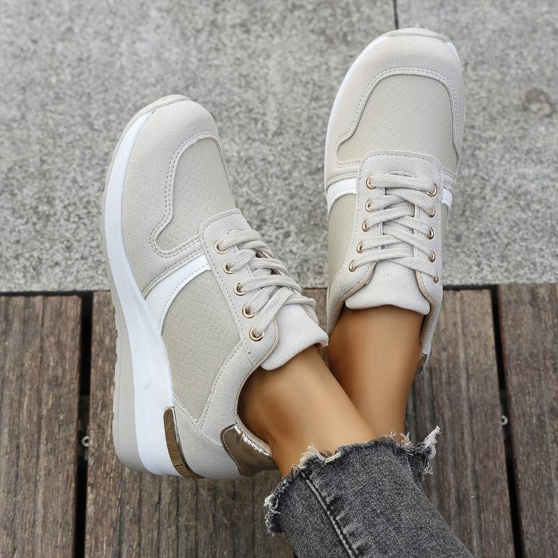 Spring New Style Casual Oversized Lace-up Sports Shoes for Women, Thick-soled and Platform Heels, Women's Shoes