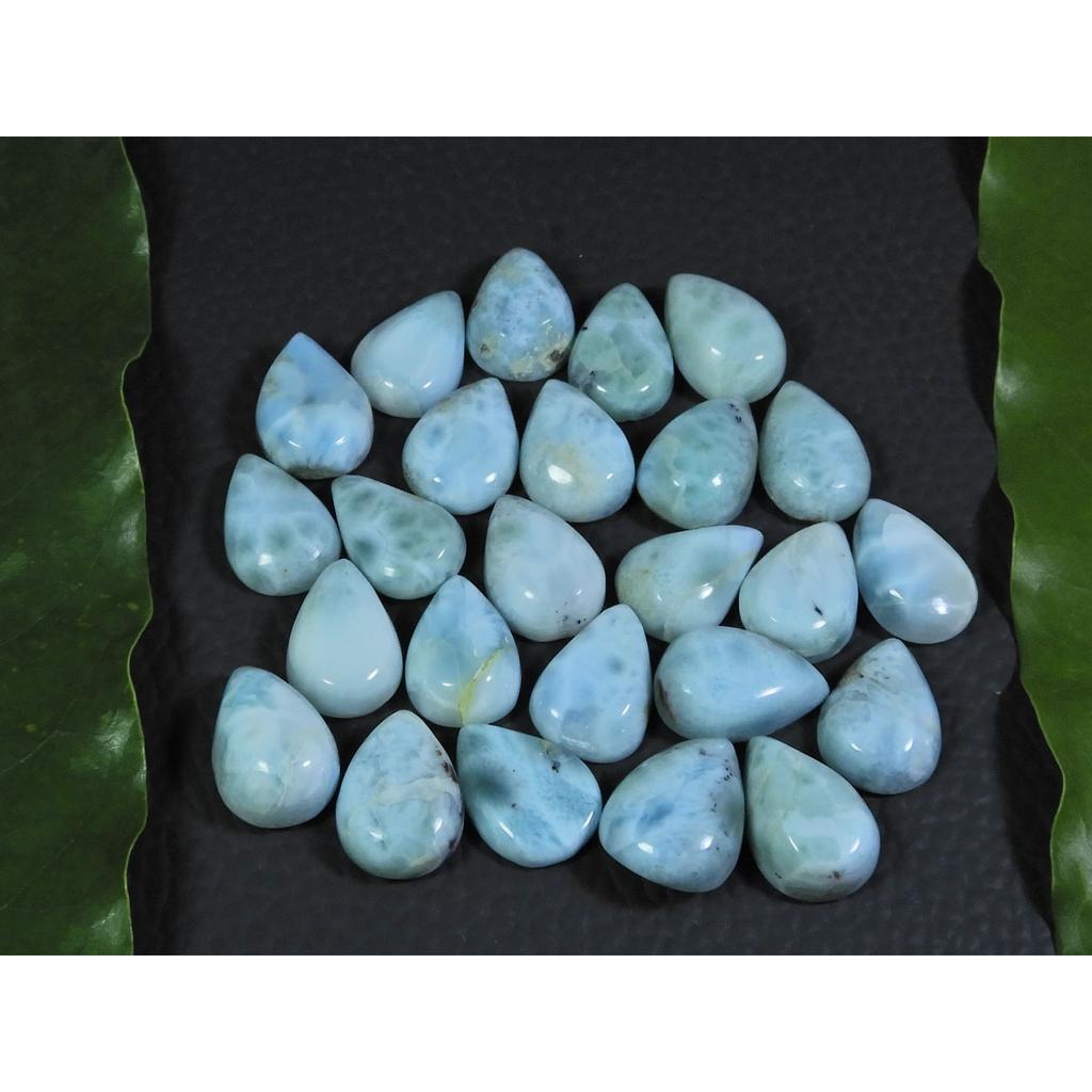 9X13MM Blue Larimar Natural Cabochon Pear Loose Gemstone Lot 24Pcs 103Cts. A-48