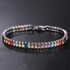 2.5*5mm Cubic Zirconia Bracelet Colorful CZ Tennis Bracelets for Women Men Punk Zircon Bracelet Wedding Silver Color Jewelry
