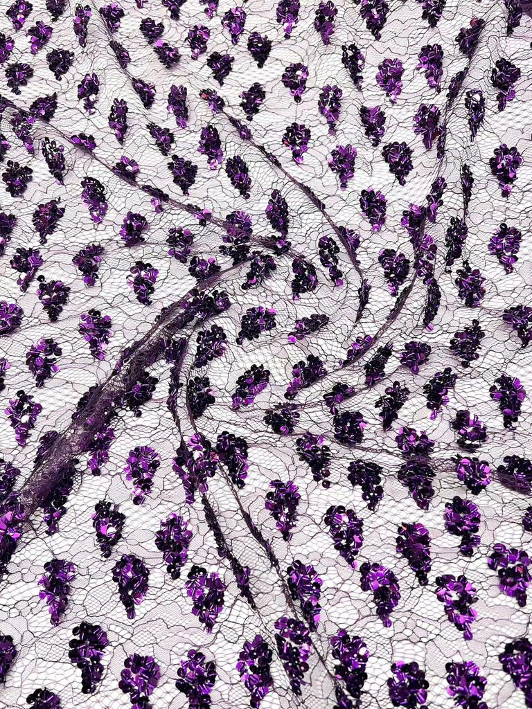 New Fashion Dark Pattern Sequin Embroidery Net Base - Retail & Samples Available