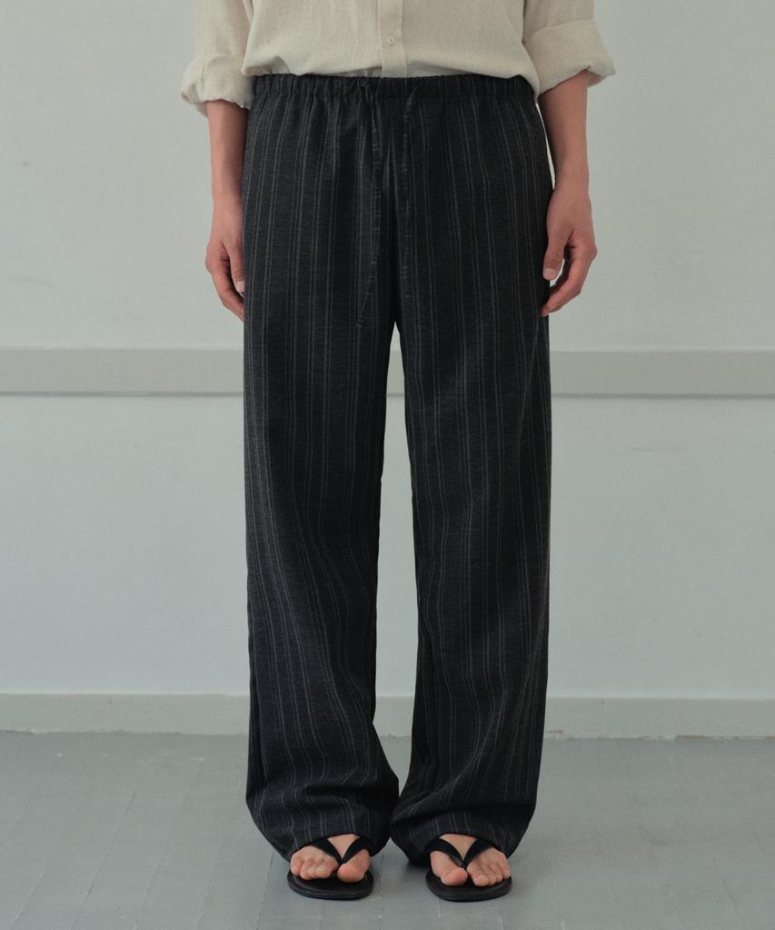 Wednesday Oasis Clark Stripe Semi-Wide Pants_Black(Wb6Pt16)