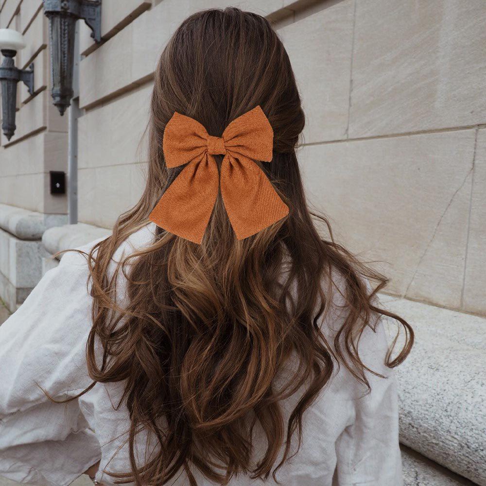 1 Piece Ins Style Fabric Large Bow Hair Clip,multicolor Retro Solid Color Top Clip,womens Back of The Head Hair Styling Headband