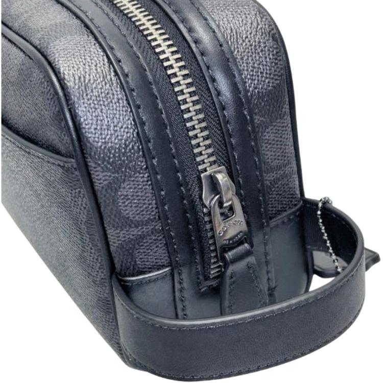 Coach Coated Canvas With Calfskin Travel Storage Bag Trumpets Mens Black
