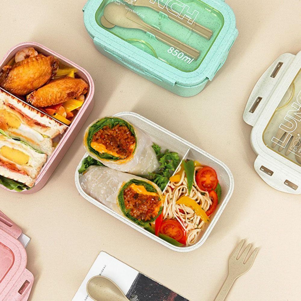 Portable Compartment Lunch Container Leakproof Wheat Straw Food Container for Kitchen