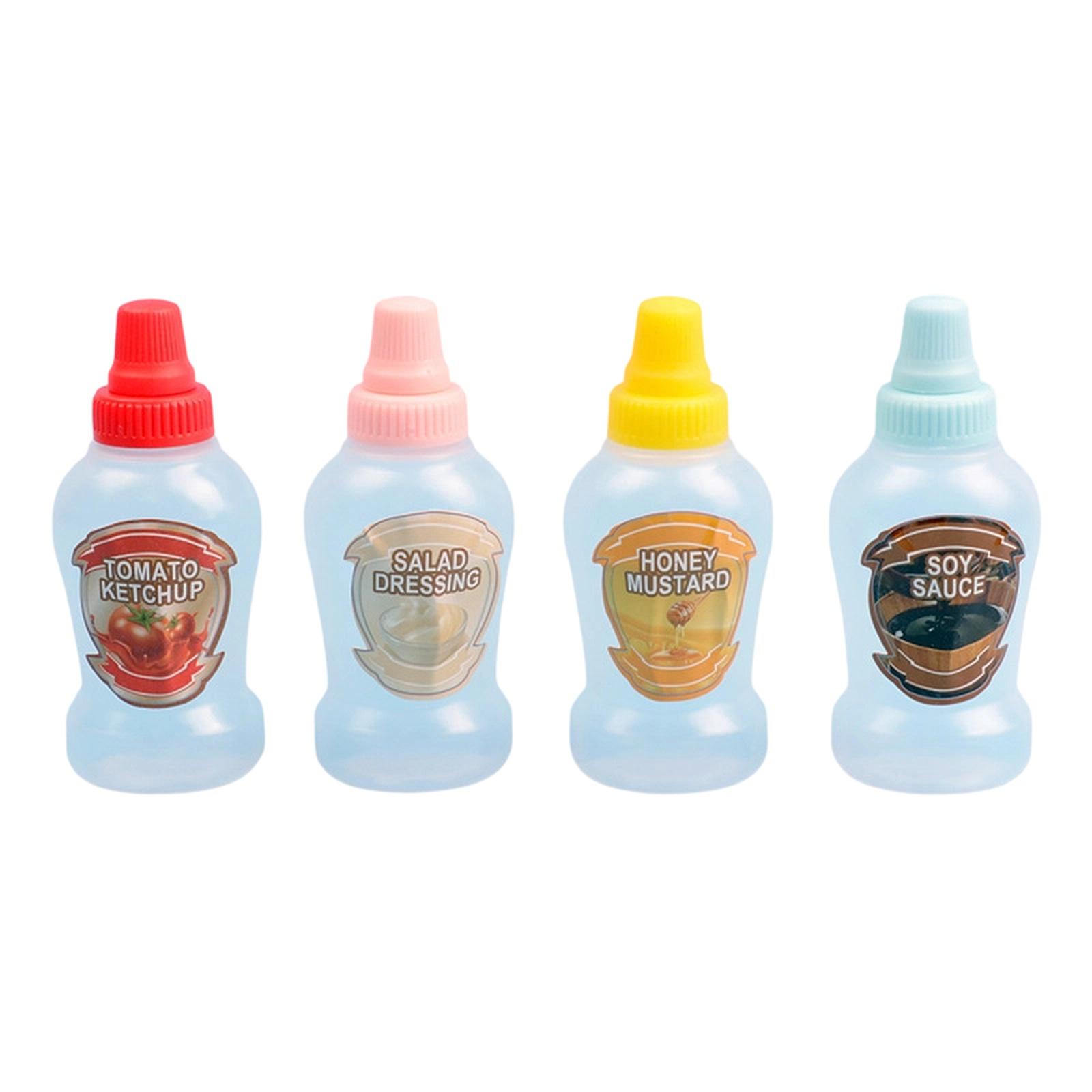4PCS Plastic Bottles, Food Grade Condiment Squirt Bottles for Ketchup, Salad, Honey, one size